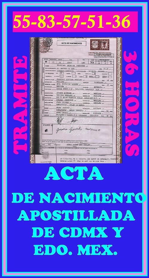 APOSTILLA ACTA DE NACIMIENTO CDMX
